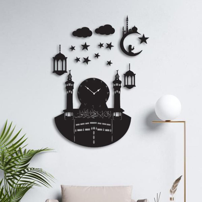 Wooden Islamic Art Wooden Wall Clock